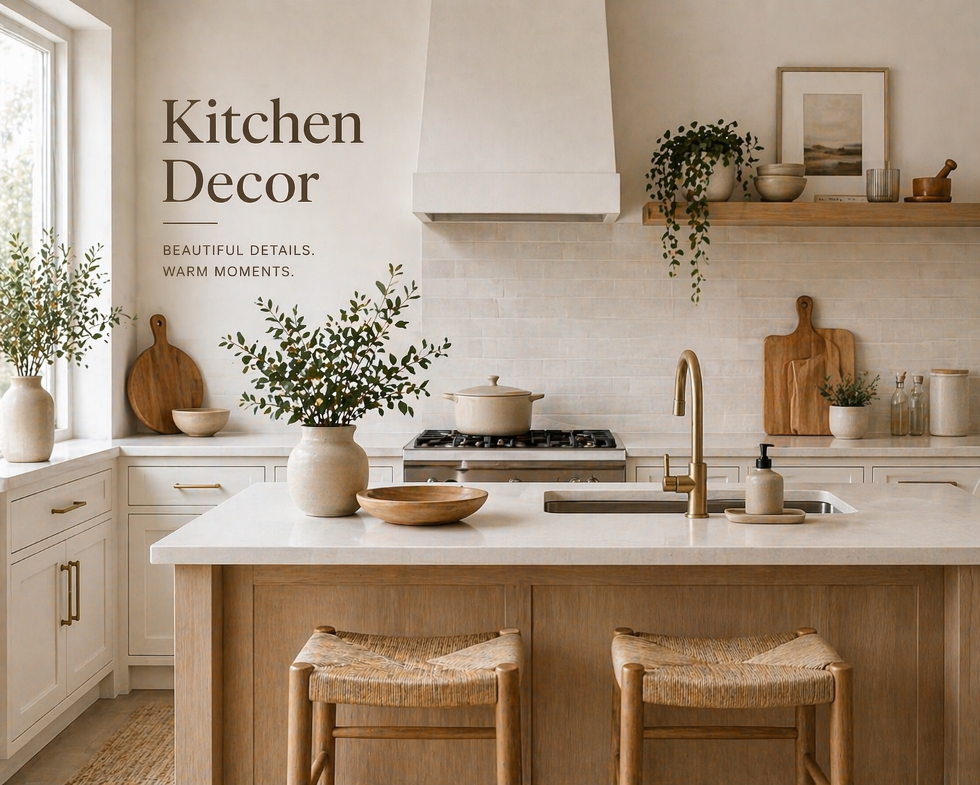 Modern kitchen decor with neutral tones wooden elements and clean setup