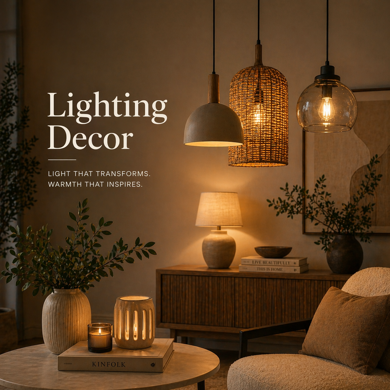 Modern lighting decor with pendant lights warm glow aesthetic setup