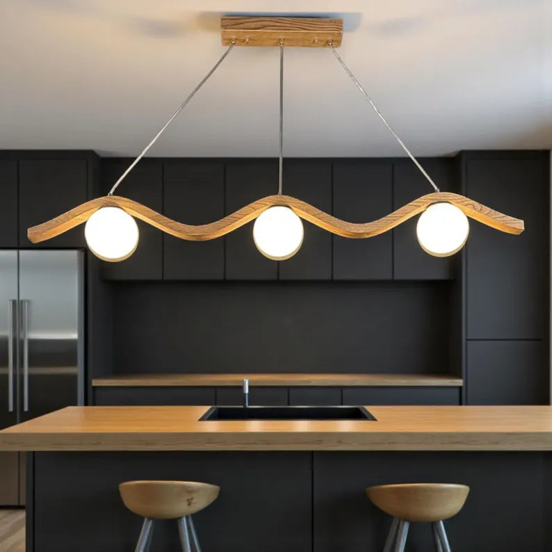 Wave Oak Wood Pendant Light