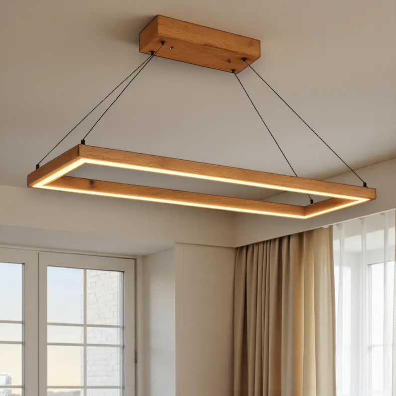 Dimmbare Hängeleuchte aus Holz