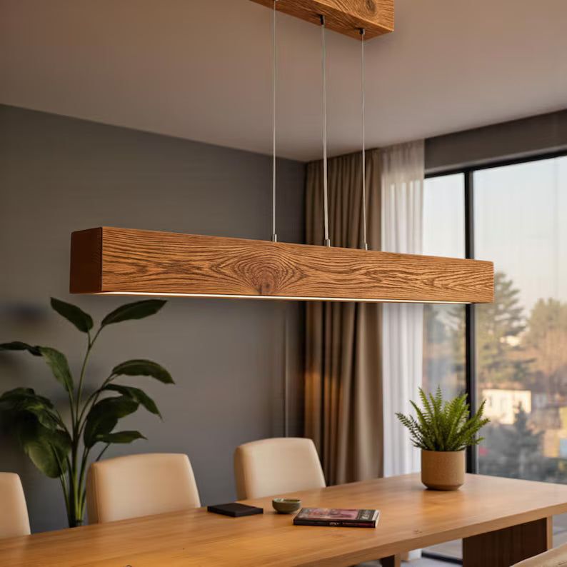 Antique Oak Linear LED Pendant Lamp