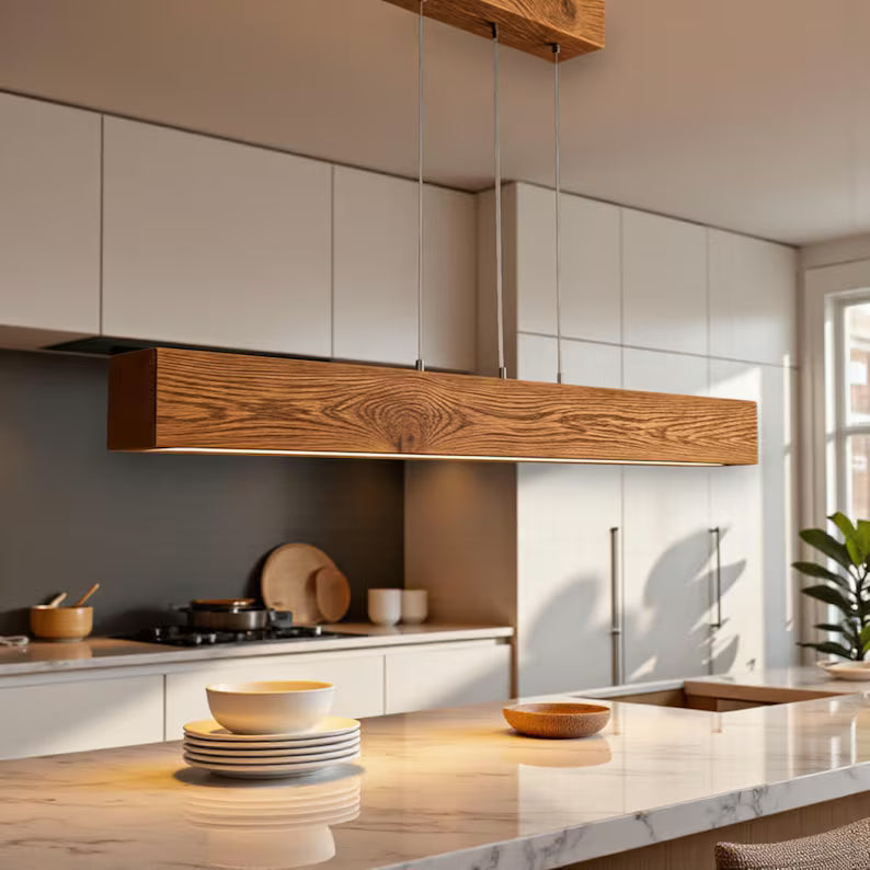 Antique Oak Linear LED Pendant Lamp