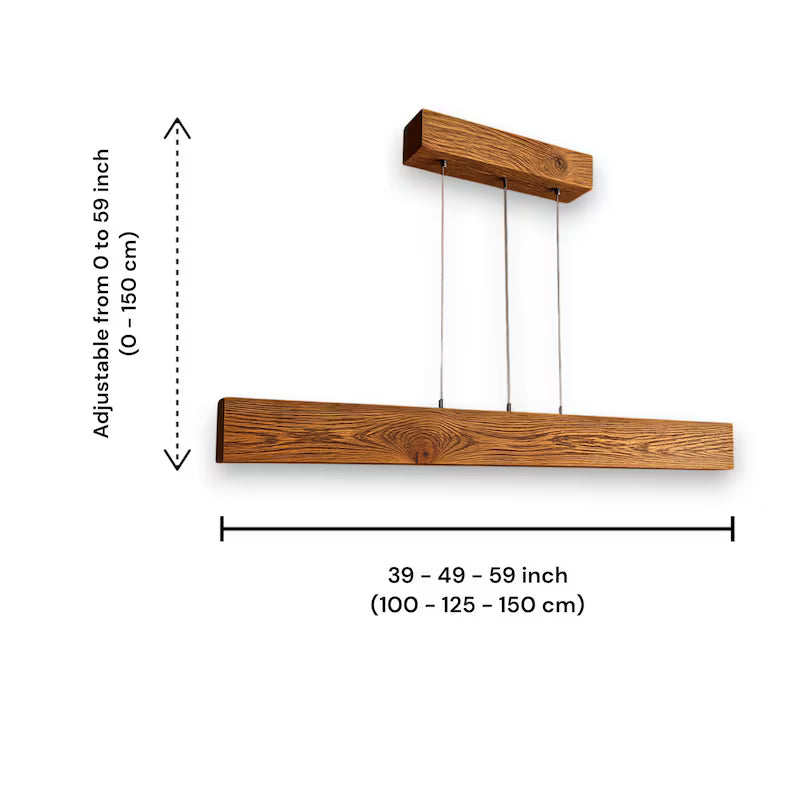 Antique Oak Linear LED Pendant Lamp