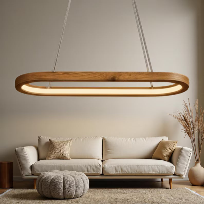 Wood Oval Pendant Light