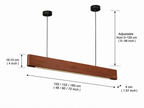Dimensions guide of UNIKAA Modern Linear Wooden Pendant Light for Conference Room with adjustable suspension height