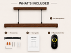 Unikaa adjustable height linear pendant lighting package contents including remote accessories and installation guide