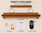 Package contents of Unikaa minimalist long linear bar chandelier including remote controller accessories and installation guide