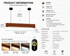 Product information and specifications of UNIKAA Modern Linear Wooden Pendant Light for Conference Room with CCT control