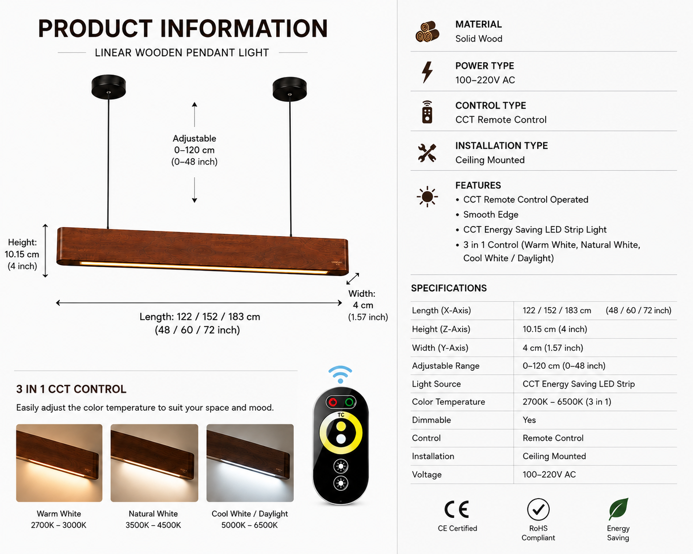 Product information and specifications of UNIKAA Modern Linear Wooden Pendant Light for Conference Room with CCT control