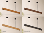UNIKAA Modern Linear Wooden Pendant Light for Conference Room available in teak walnut oak and black oak finishes