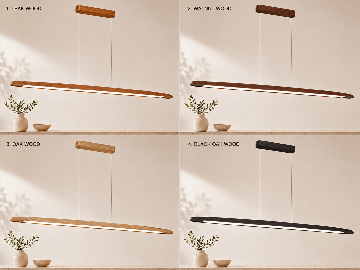 unikaa-modern-linear-wooden-pendant-light-teak-walnut-oak-black-oak-finish-comparison