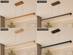 UNIKAA modern linear wooden pendant light available in Teak Wood, Walnut Wood, Oak Wood and Black Oak wood finish options for modern dining and living interiors