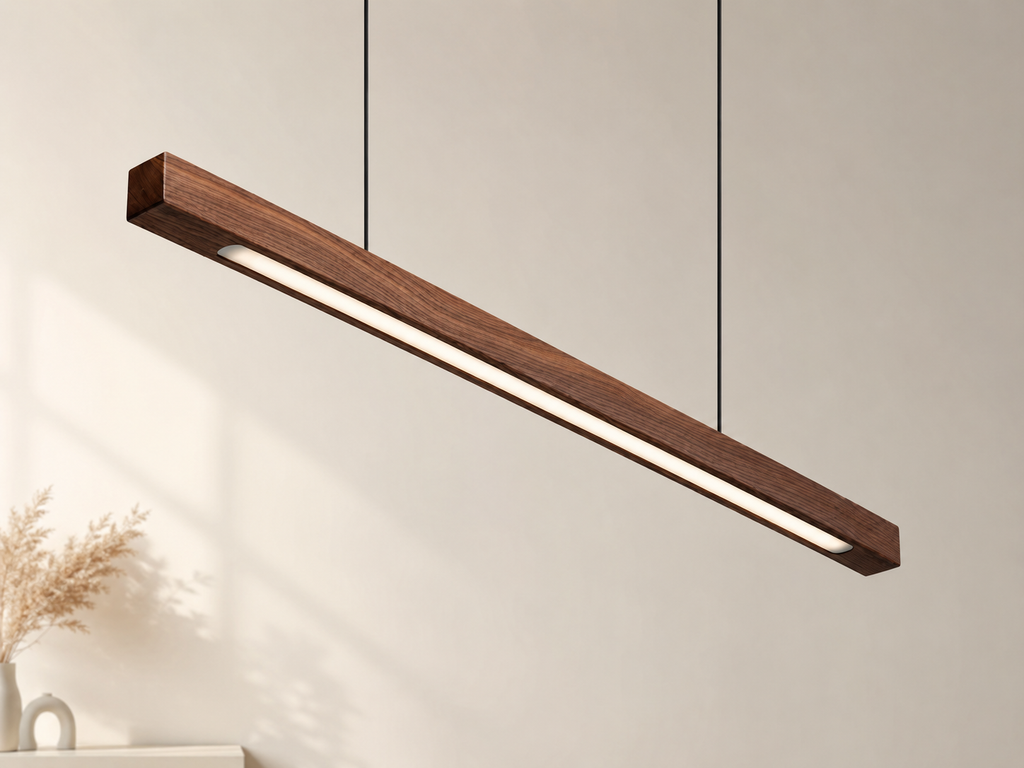 UNIKAA hanging light for office desk in a minimalist modern interior with solid wood finish and clean premium styling.