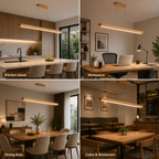 Wooden pendant light for kitchen island used in workspace dining room restaurant and modern kitchen interiors
