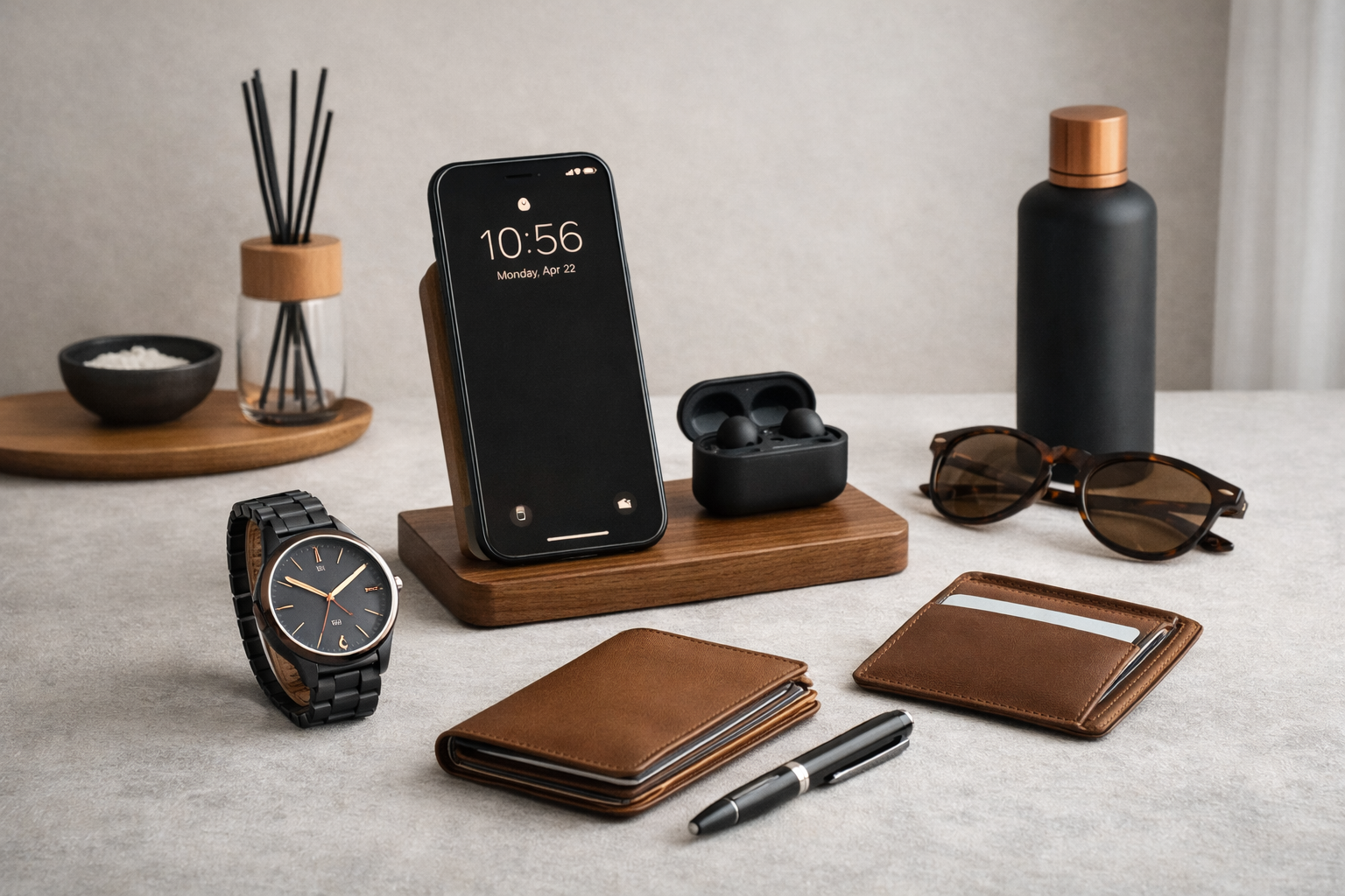 Unikaa premium lifestyle desk setup with wooden accessories and minimal design