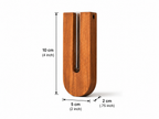 Dimensions of Unikaa wooden wall vase measuring 10 cm height, 5 cm width, and 2 cm depth with removable glass tube.